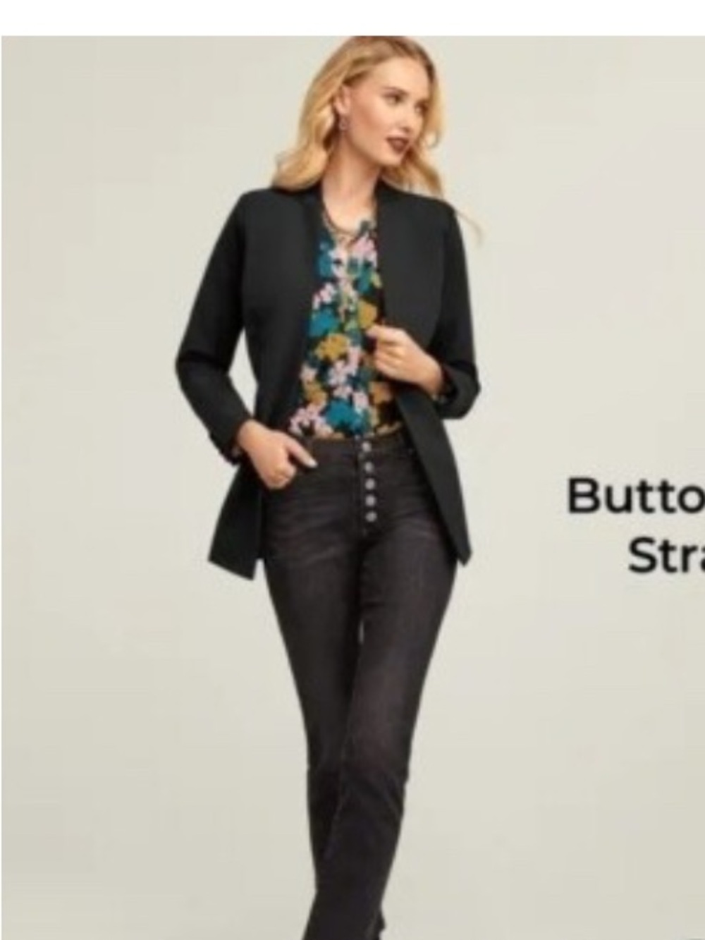 Cabi button fly straight jeans black size 2.
